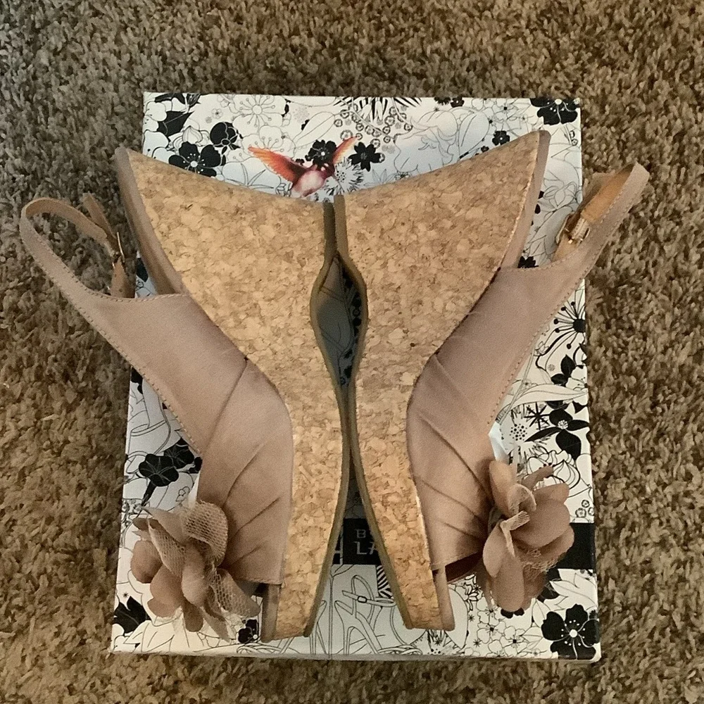 CL BY LAUNDAY ORGANZA SILK CORK WEDGES